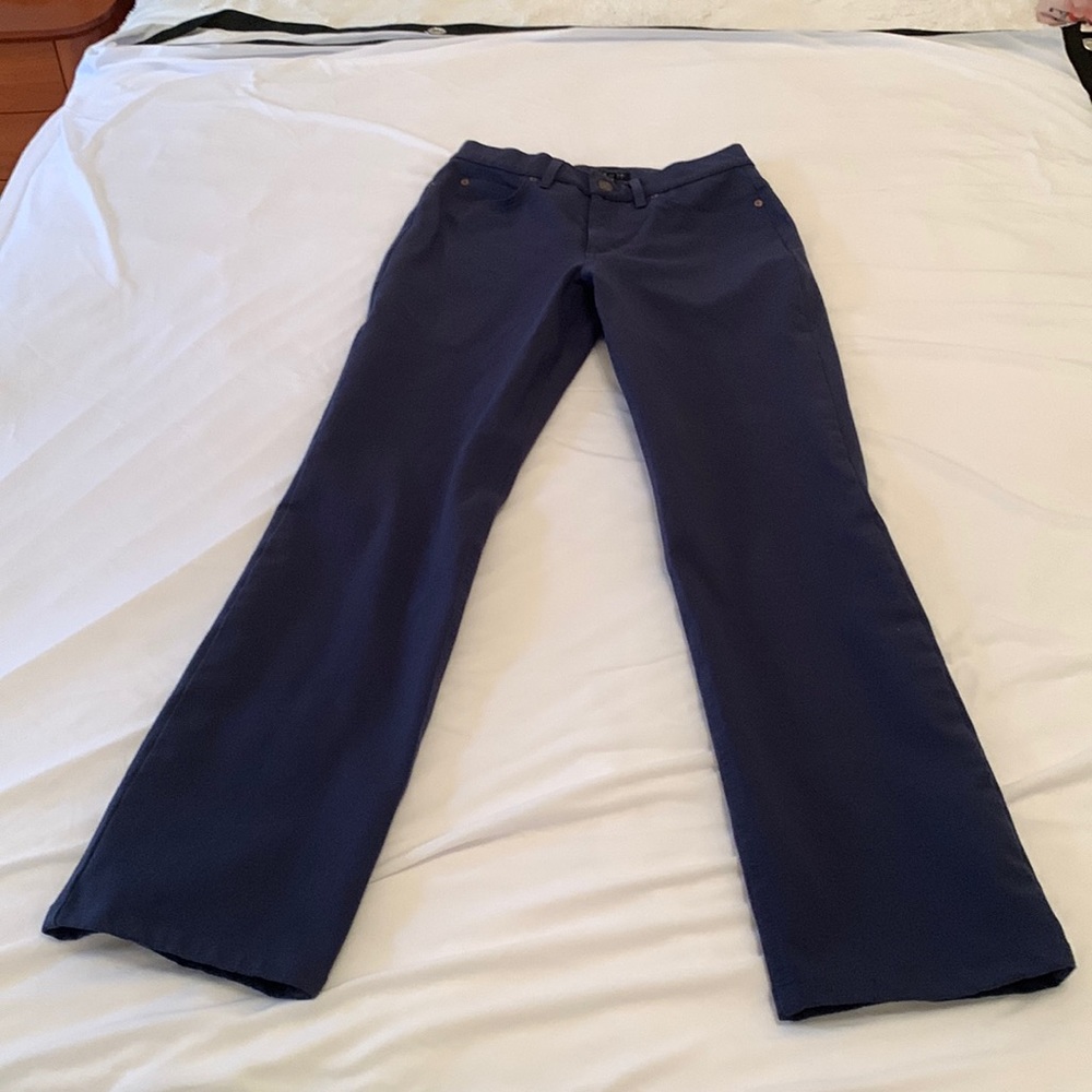 Escada blue pants with Swarovski Crystal design.Zoe’s 34
